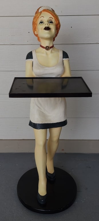 Vintage Bombay Co. "Emma The Maid" Side Table: Vintage Bombay Co. "Emma the Maid" side table. Minor paint repair done to table top. Approximately 34"h. Photos are considered part of the condition and description. R