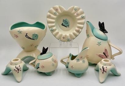 Vintage Cream & Butterfly Hull Pottery Collection