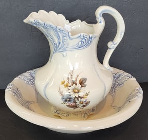 Vintage Floral Wash Basin & Pitcher