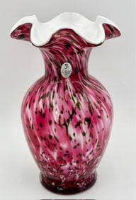 Beautiful Hand Painted Fenton Vasa Murrhina Vase