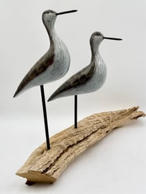 Beautiful Carved Wood Shorebird Sculpture