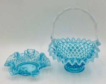 Beautiful Opalescent Blue Hobnail Collectibles