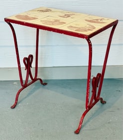 Vintage MCM Wrought Iron & Tile Side Table