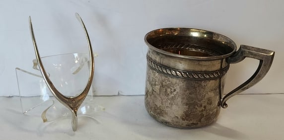 Sterling Silver Cup and Sugar Tongs - 2.1oz TW