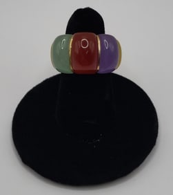 14k Multicolor Jade Ring - 9.6g Tw