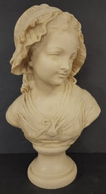 Signed Grinam Niam French Peasant Girl Bust