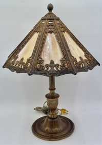 Vintage Bradley & Hubbard Slag Glass Table Lamp