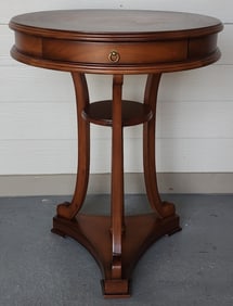 Single Drawer Round Mahogany Side Table