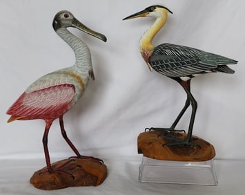 Handcrafted Wooden Shore Birds Sculptures
