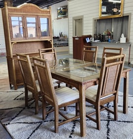 Vintage Henry Link Wicker Dining Table & Buffet