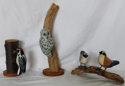 Assorted Hand Carved and Painted Wooden Birds