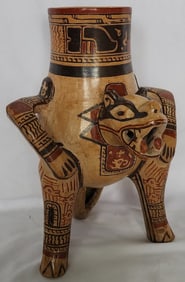 Vintage Mayan Aztec Jaguar Effigy Vessel