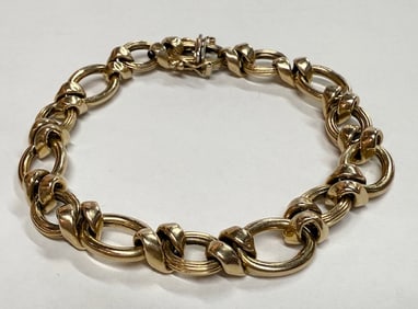 14k Fancy Oval Link Bracelet - 14.1g