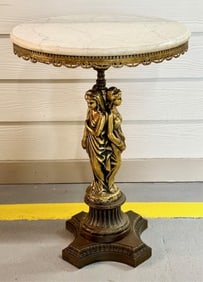 Three Graces Marble Top Gilded Side Table