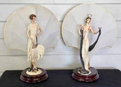 Pr. Vintage Guiseppe Armani Figurine Table Lamps