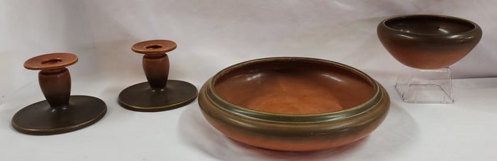 Vintage 4pc Roseville Burnt Orange Pottery