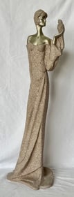 Post Modern Art Deco Female With Bird Sculpture