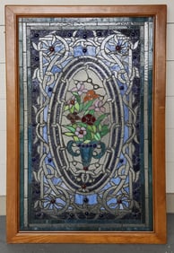 Beautiful Vintage Framed Stained Glass Panel