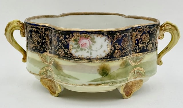 Antique Hand Painted Quatrefoil Footed Planter (1 of 14)