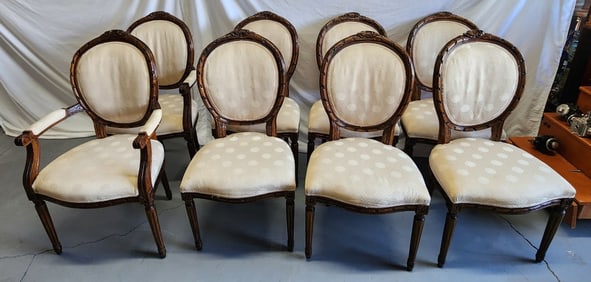 8 Carved Wood French Style Dining Chairs