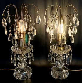 Vintage Hanging Prisms Waterfall Table Lamps