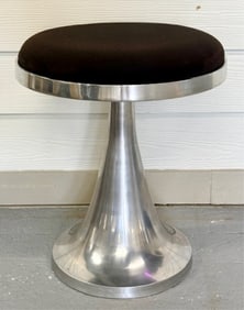 Vintage MCM Cast Aluminum Cushioned Stool