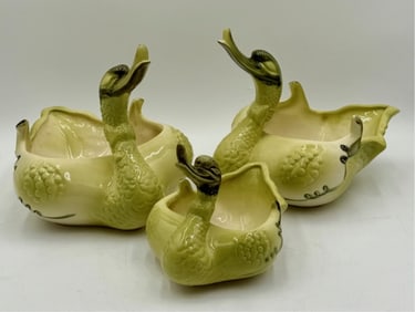3pc Vintage Hull Pottery MCM Swan Planters