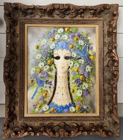 Framed Victor Tor Oil On Masonite Female Portrait