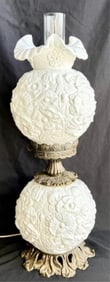Vintage Fenton? Milk Glass Poppy Flower GWTW Lamp
