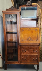 Antique Oak Side By Side Secretary Desk