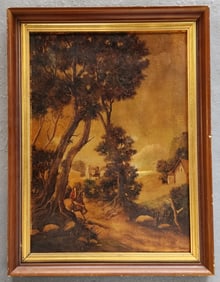 Artist Signed Landscape Oil On Masonite