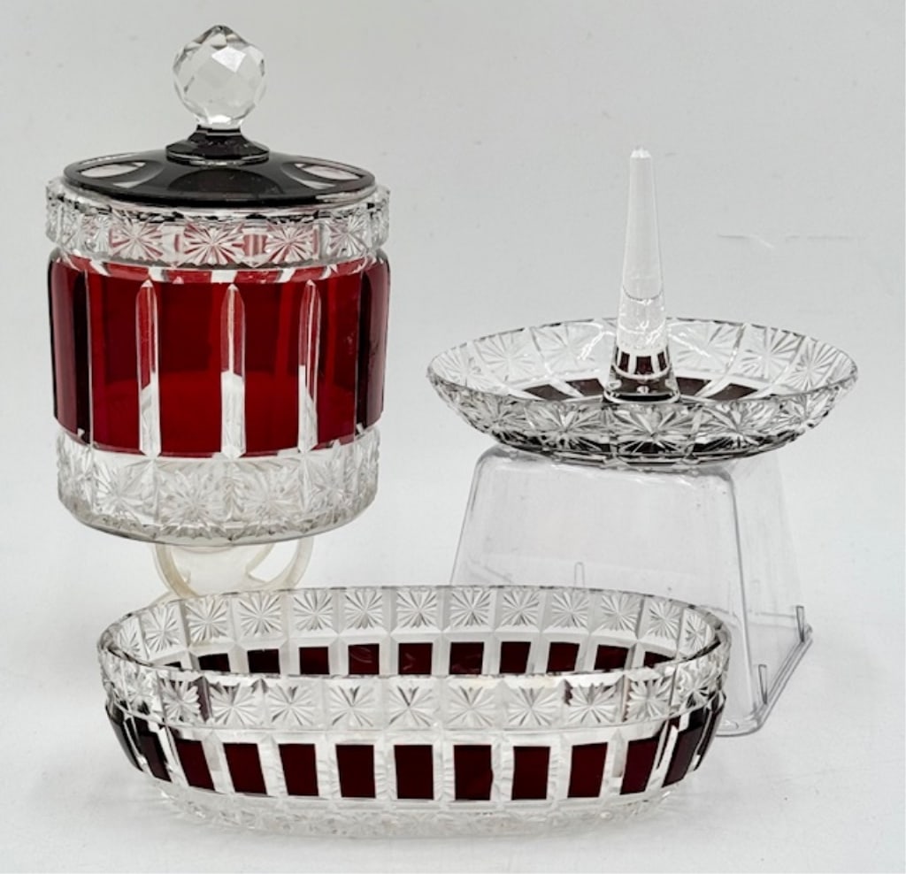 3pc Bohemian Ruby Cut To Clear Vanity Seat (1 of 12)