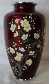 Vintage Cherry Blossom Cloisonne Vase