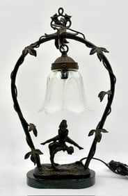 Andrea by Sadek Bronze Children Leap Frog Lamp