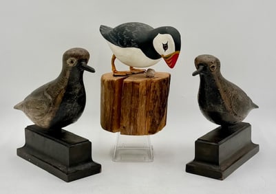 3pc Collection Wooden Shore Bird Sculptures