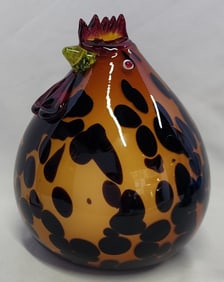 Murano Style Handblown Rooster Art Glass Figure