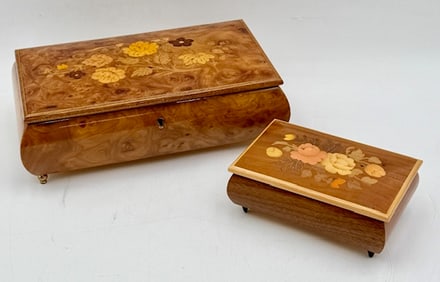 Pr. Beautiful Vintage Sorrento Inlaid Music Boxes