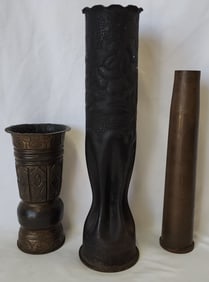 Collection of 3 Trench Art Vases