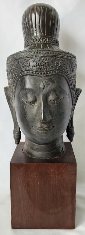 Thai Bronze Buddha Head Sculpture (1 of 7)