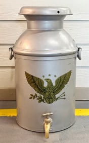 Heavy Vintage Style Steel Cream Can w. Lid