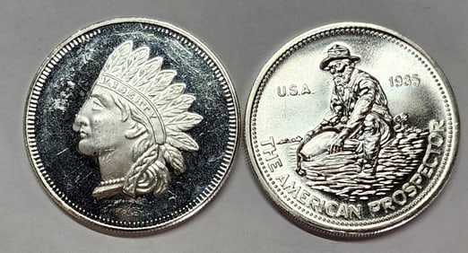 2 Collectible Silver rounds - 1 Troy oz Each