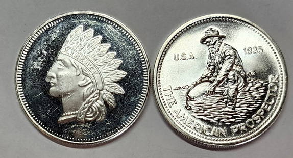 2 Collectible Silver rounds - 1 Troy oz Each: 2 Collectible silver rounds. Each 1 Troy oz .999 fine silver. Photos are considered part of the description and condition. 712