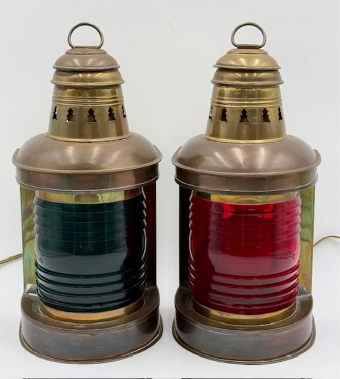 Pair of  Brass Ship Lantern Lights (1 of 13)