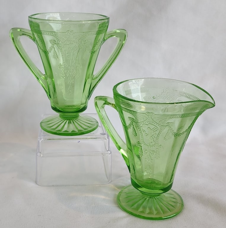 Pair of Uranium Glass Cream & Sugar Containers (1 of 6)