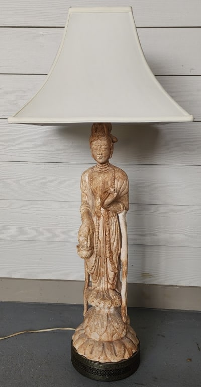 Vintage Asian Pottery Figural Lamp (1 of 6)
