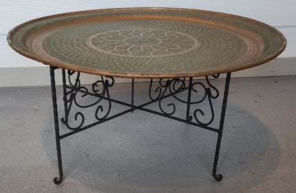 Beautiful Vintage Moroccan Brass Tray Table