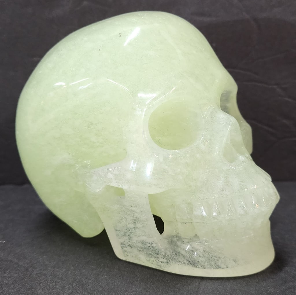 Citrine Carved Polished Skull: Citrine carved polished skull geode. Approximately 4"h. Photos are considered part of the condition and description. R