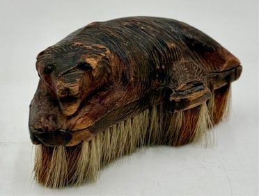 Antique Black Forest Carved Bear Clothes Brush