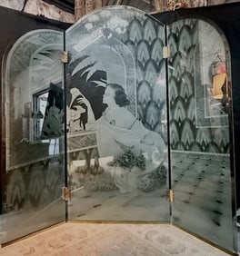 Stunning 3 Panel Etched Glass Screen