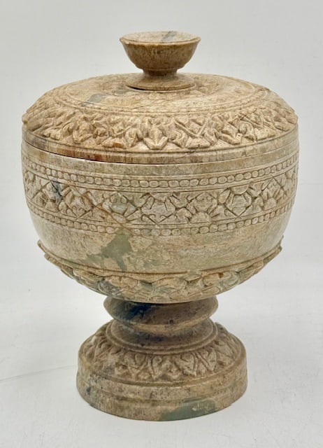Small Carved Natural Stone Marble Urn